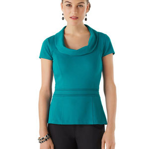 WHBM Foldover Collar Ponte Knit Top
